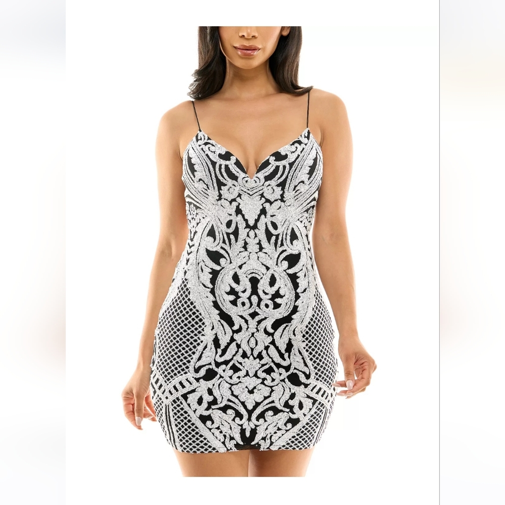 B.Darlin sold out black white sequined bodycon 5/6 M